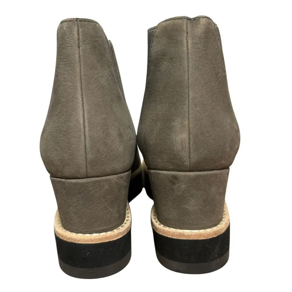 NEW $250 Sz 6.5 Women Eileen Fisher Caddy Nubuck Leather Chelsea Wedge Boots - Picture 4 of 11